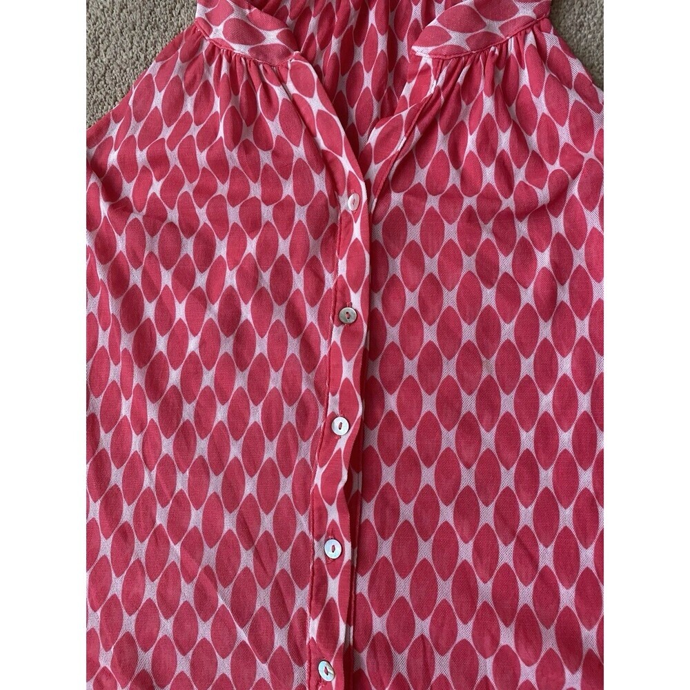 New York & Company Sleeveless Blouse Coral White Geometric Pattern Size M - Picture 6 of 9